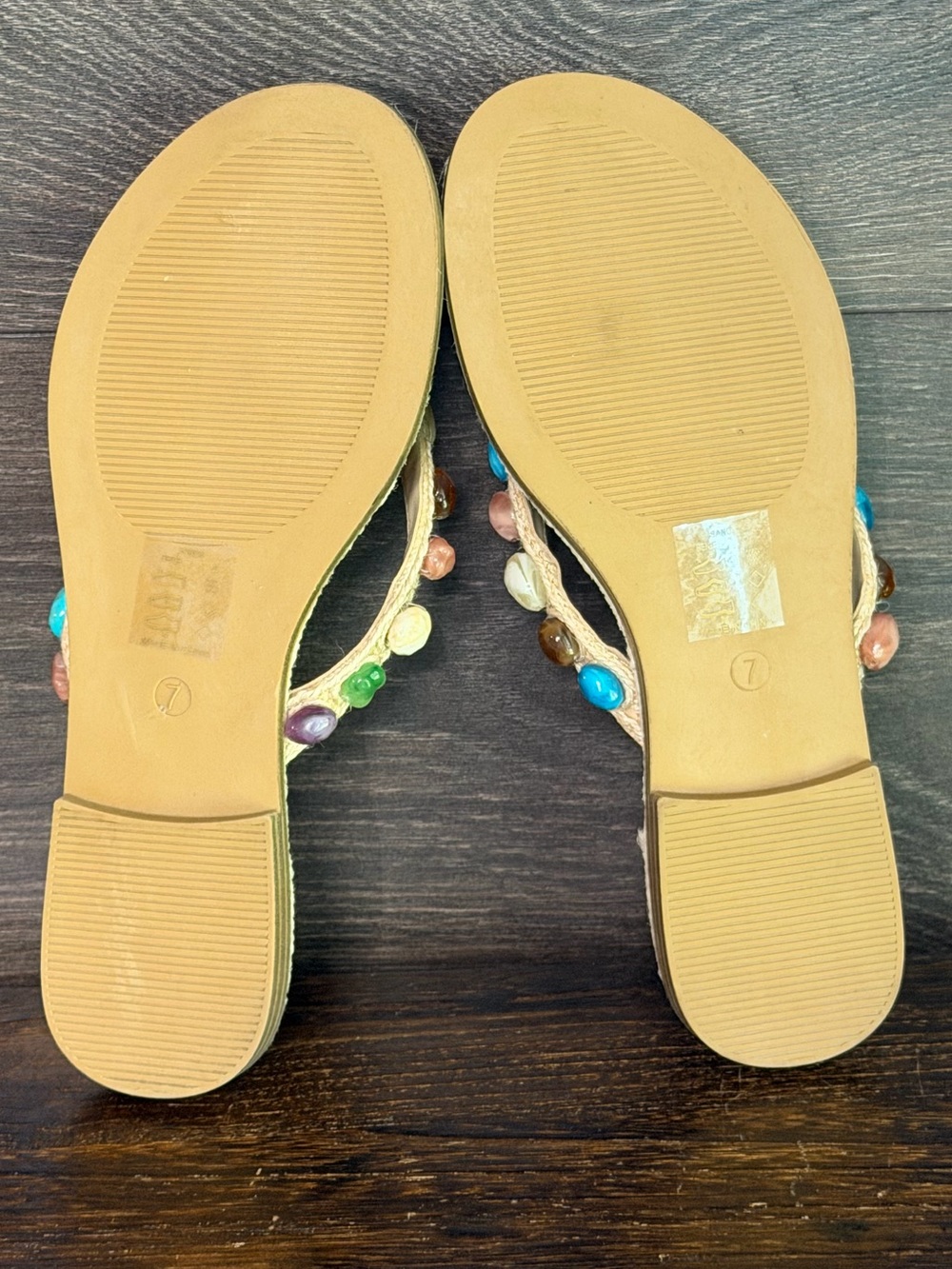 Vintage Havana Sandy Beige Beaded Thong Sandals NIB Size 7 - Picture 3 of 16